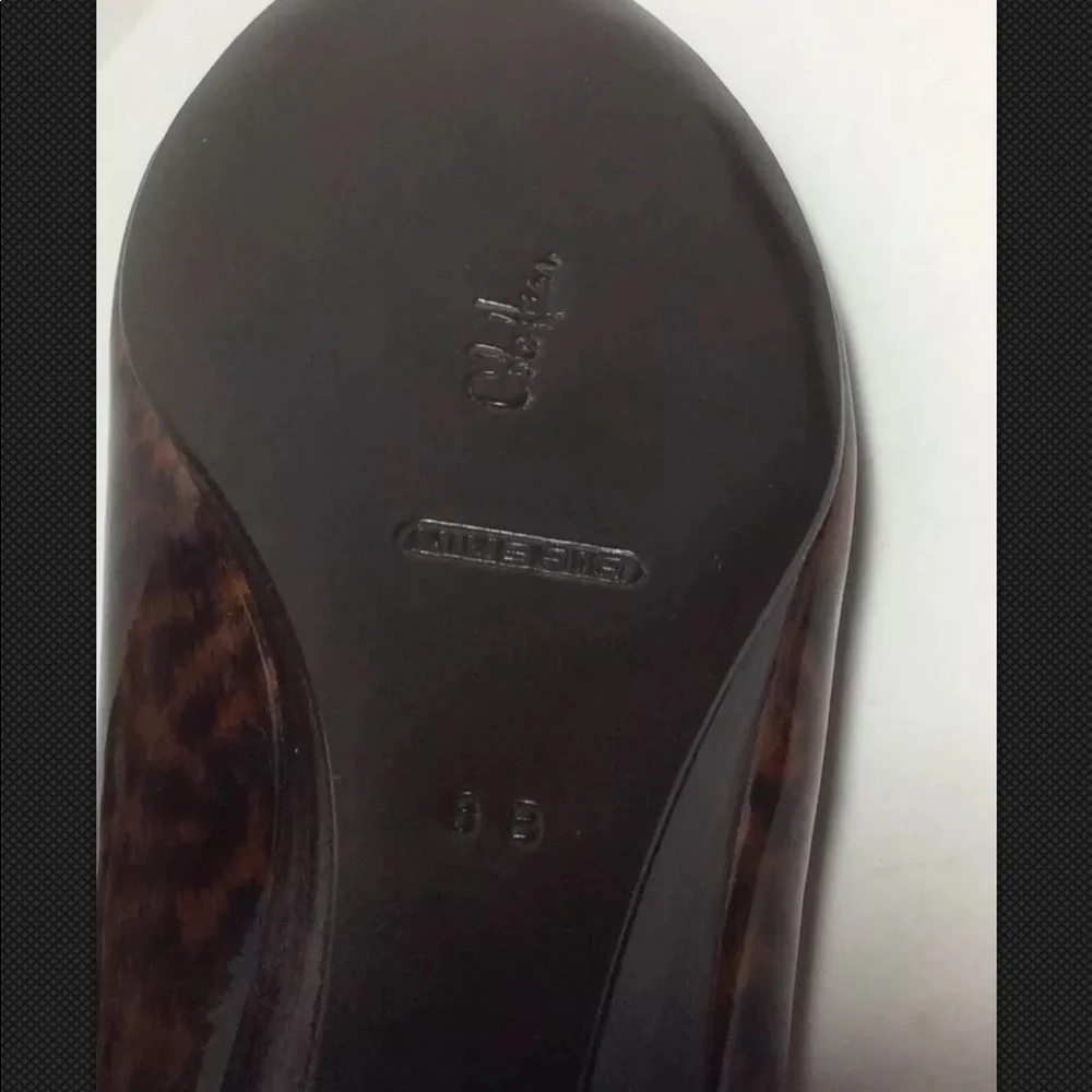 NWOB Cole Haan 8B Tortoise Patent Peep Toe Wedge